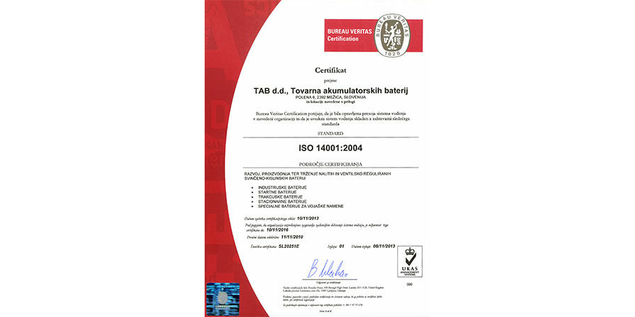 Sertifikat ISO 14001:2004