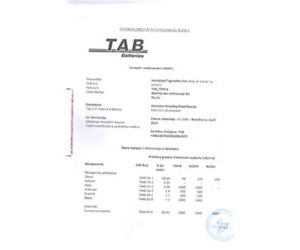 MSDS lista za SLI Sb/Ca akumulatore