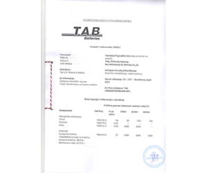 MSDS lista za SLI Ca/Ca akumulatore