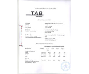 MSDS lista za PzS baterije